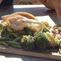 Vegan yummy roasted vegetable plate  at Strandpaviljoen Twaalf in Den Hoorn