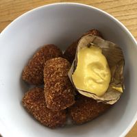 Vegan beetroot croquettes  at Strandpaviljoen Twaalf in Den Hoorn