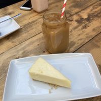Gf vanilla cheesecake & iced latte  at The Bay Vegan Deli Coffee House in Sandown