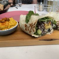 Burrito with houmous  at Break Sé in Lisbon