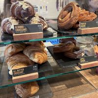 Vegan almond croissant, pain au raisin, pain aux chocolate  at The Press Room in Surbiton