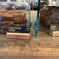 Vegan award winning peanut butter blondie and banana bread all from Galeta bakery   at The Press Room in Surbiton