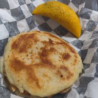 Vegan Grilled arepa & vegan empanada  at L'AREPA in Elizabeth