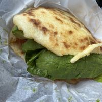 Vegan Arepa with mushrooms, veggies, and avocado   at L'AREPA in Elizabeth