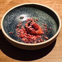 Rhubarb ice cream at Quintonil in Mexico City