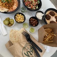 OG plate with favs beans and vegan shawarma  at Vish in Hollywood