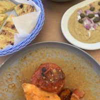 selection of vegan food at A for Akteon in Santorini