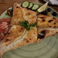 lebanese spinach pizza, too sour for us at Elissar in Vienna