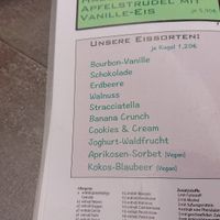 Vegan ice cream in the menu at Cafe Moritz in Lichtenfels