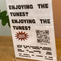 Scan QR code to listen to curated playlists on Spotify  at Plantos in Riverside