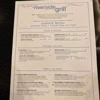 Menu side one with vegan label at Riverside Grill in Boise
