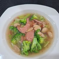 Ham and broccoli dish at Circle Point Vegan Eatery in Jimbaran