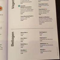 The vegan and vegetarian menu options at Akakiko in Salzburg