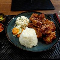 Deep Fried Cauliflower with Sweet – Spicy Sauce and 3 Banchan at ONNI in Luebeck