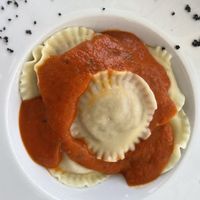 Raviolis de calabaza y seitán  at Ordesa 88 in Ainsa