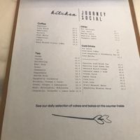 Drinks menu at Journey Social Kitchen in Lancaster