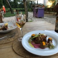 A shot that includes my partner’s veggie dish at Cor de Tangerina in Guimaraes