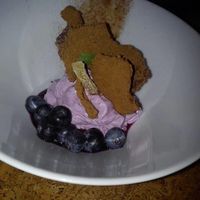 Blueberry obsession with black rice roof at Cor de Tangerina in Guimaraes