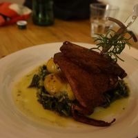 Baked seitan and potatoes and spinach at Cor de Tangerina in Guimaraes