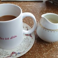 Kaffee mit Hafermilch at Café Liebevoll in Fehmarn