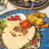 Vegan pulled pork pita with roasted vegetables at Waldbaden Restaurant in St Vith