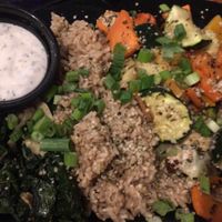 GARLIC ROASTED VEGETABLES
Garlic Roasted Vegetables with Braised Spinach and Brown Rice. Served with a Side of Our Tahini or White Sauce.
$19.00 V GF at Julia's Vegetarian Restaurant in Pacific Grove