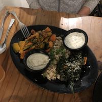 Roasted garlic veggies with tahini dip at Julia's Vegetarian Restaurant in Pacific Grove