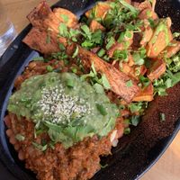 huevos rancheros from the breakfast menu  at Julia's Vegetarian Restaurant in Pacific Grove