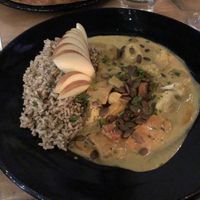 Yellow coconut curry - vegan!  at Julia's Vegetarian Restaurant in Pacific Grove