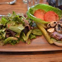 Mushroom Burger -  With sautéed mushrooms & caramelized red onions . at Julia's Vegetarian Restaurant in Pacific Grove