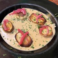 Porcini scallops   at Julia's Vegetarian Restaurant in Pacific Grove