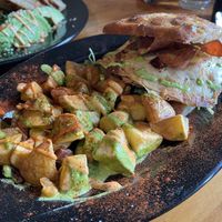 Fried “Egg” Sandwich with Paprika Potatoes   at Julia's Vegetarian Restaurant in Pacific Grove
