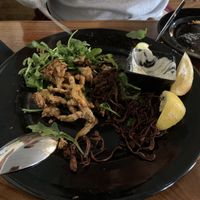Mostly eaten mushroom sampler😄  at Julia's Vegetarian Restaurant in Pacific Grove