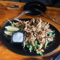 Fried king oyster mushrooms  at Julia's Vegetarian Restaurant in Pacific Grove