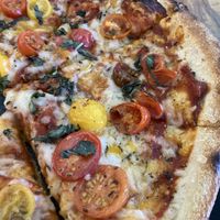 Margarita pizza, vegan  at Julia's Vegetarian Restaurant in Pacific Grove