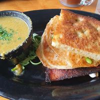 Bacon egg sandwich and broccoli soup at Julia's Vegetarian Restaurant in Pacific Grove