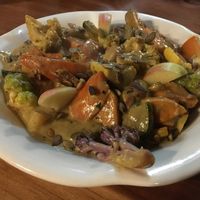 Coconut Yellow Curry Dish at Julia's Vegetarian Restaurant in Pacific Grove