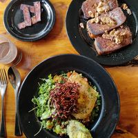 French toast and Cordycep bowl  at Julia's Vegetarian Restaurant in Pacific Grove