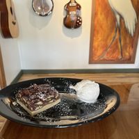 Pecan pie with vegan vanilla bean gelatoo  at Julia's Vegetarian Restaurant in Pacific Grove