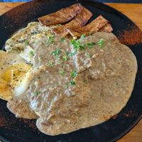 Biscuits and gravy at Julia's Vegetarian Restaurant in Pacific Grove