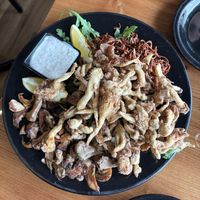 mushroom sampler - lions mane, oyster, and cordyceps   at Julia's Vegetarian Restaurant in Pacific Grove