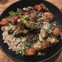 Faux orange chicken (cauliflower) at Julia's Vegetarian Restaurant in Pacific Grove