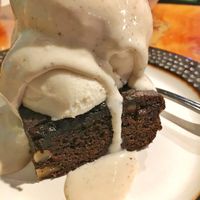 Brownie with soy ice cream  at Julia's Vegetarian Restaurant in Pacific Grove