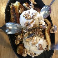 Banana split dessert DELICIOUS  at Julia's Vegetarian Restaurant in Pacific Grove