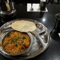 Rice with lentils and vegetables at Arya Bhavan in Paris