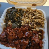 Ribs, Mac n cheese, Greens at The Land of Kush in Baltimore