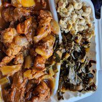 Kush BBQ ribs, collards, and mac. at The Land of Kush in Baltimore