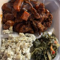 The carrots in the ribs were a nice touch to break up the tangy sauce.   at The Land of Kush in Baltimore