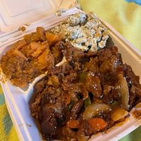 Ribs, yams and Mac n cheese  at The Land of Kush in Baltimore