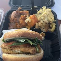 Vysh Sandwich, Yams, Mac and Cheese  at The Land of Kush in Baltimore